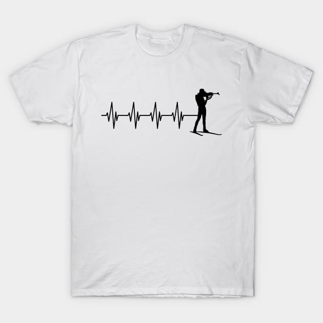 Cross country skiing heartbeat T-Shirt by KC Happy Shop